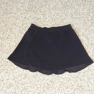 Mirella Black Dance Girls Pull On Wrap Chiffon flared Skirt Ballet size L 8 9 10